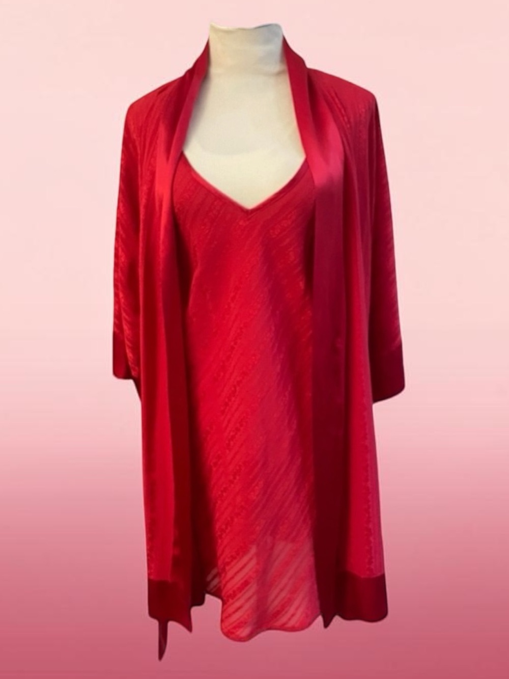 THE PAJAMAGRAM COMPANY 2 PIECE SILK ROBE & CHEMISE SET SIZE XL